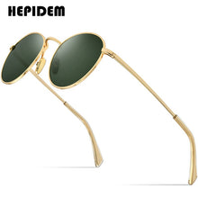 Load image into Gallery viewer, HEPIDEM UV400 Green Glass Lens Sunglasses Women 2023  Brand Designer Alloy Round Sun Glasses for Men 50256