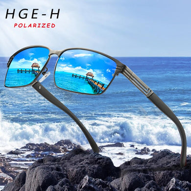 HGE-H Classic Outdoor Driving Leisure Square Sunglasses Anti-glare Polarized  Sun Glasses For Men UV400 100% Protection