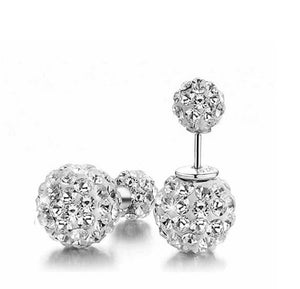 HHotshopping Shamballa 925 Rhinestones Double Balls 10mm Princess Stud Earrings