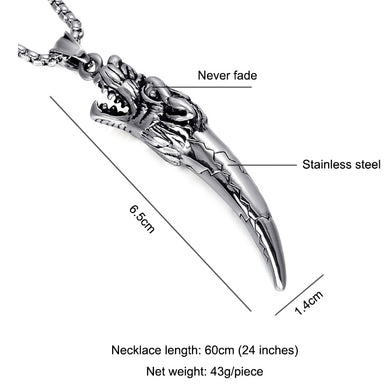Gold Color Tribal Stark Wolf Fang Tooth Men Pendant & Necklace Punk Wolf Stainless Steel Titanium Necklaces Jewelry