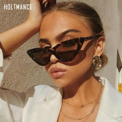 HOLTMANCE 10 Colors Vintage Cat Eye Sunglasses for Women Leopard Small Frame Sun Glass Lady Summer Shade Sunglass UV400