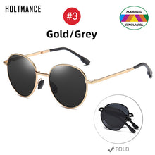 Load image into Gallery viewer, HOLTMANCE 2023 Trending Square Black Folding Polarized Sunglasses Women Light Mirror Blue Fold Shades Titanium Alloy Sun Glasses