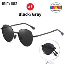 Carica l&#39;immagine nel visualizzatore di Gallery, HOLTMANCE 2023 Trending Square Nero Pieghevole Occhiali da sole polarizzati Donne Specchio di luce Blu Fold Shades Occhiali da sole in lega di titanio
