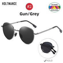 Carica l&#39;immagine nel visualizzatore di Gallery, HOLTMANCE 2023 Trending Square Nero Pieghevole Occhiali da sole polarizzati Donne Specchio di luce Blu Fold Shades Occhiali da sole in lega di titanio
