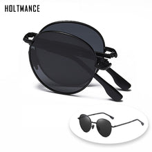 Carica l&#39;immagine nel visualizzatore di Gallery, HOLTMANCE 2023 Trending Square Nero Pieghevole Occhiali da sole polarizzati Donne Specchio di luce Blu Fold Shades Occhiali da sole in lega di titanio