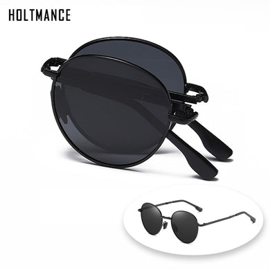 HOLTMANCE 2023 Trending Square Black Folding Polarized Sunglasses Women Light Mirror Blue Fold Shades Titanium Alloy Sun Glasses