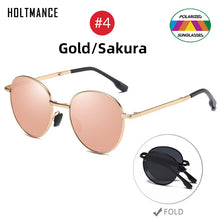 Load image into Gallery viewer, HOLTMANCE 2023 Trending Square Black Folding Polarized Sunglasses Women Light Mirror Blue Fold Shades Titanium Alloy Sun Glasses