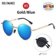 Load image into Gallery viewer, HOLTMANCE 2023 Trending Square Black Folding Polarized Sunglasses Women Light Mirror Blue Fold Shades Titanium Alloy Sun Glasses
