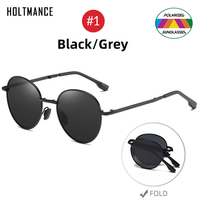 HOLTMANCE 2023 Trending Square Black Folding Polarized Sunglasses Women Light Mirror Blue Fold Shades Titanium Alloy Sun Glasses