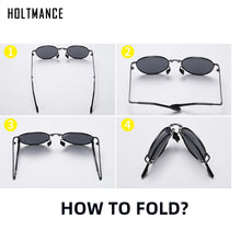 Carica l&#39;immagine nel visualizzatore di Gallery, HOLTMANCE 2023 Trending Square Nero Pieghevole Occhiali da sole polarizzati Donne Specchio di luce Blu Fold Shades Occhiali da sole in lega di titanio