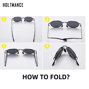 HOLTMANCE 2023 Trending Square Nero Pieghevole Occhiali da sole polarizzati Donne Specchio di luce Blu Fold Shades Occhiali da sole in lega di titanio