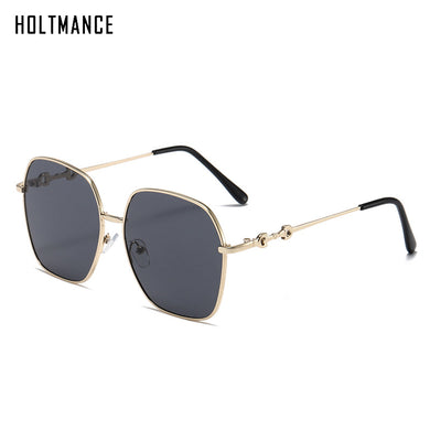 HOLTMANCE 2023 Square Frame Horseshoe Buckle Sunglasses Gradient Sun Glasses for Women Luruxy Ladies Metal Legs UV400