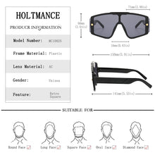 Load image into Gallery viewer, HOLTMANCE 6 Colors One Piece Sunglass Individuality Large Square Frame Ladies Glasses Summer Shade Sunglasses for Women