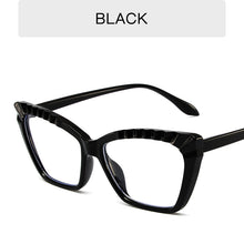 Load image into Gallery viewer, HOLTMANCE Cat&#39;s Eye Flat Lens Sunglasses for Women Female Contrast Eyeglass Frame Simple Cat Eye Anti Blue Light Glasses