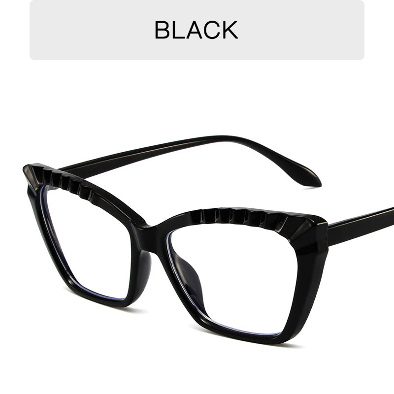 HOLTMANCE Cat's Eye Flat Lens Sunglasses for Women Female Contrast Eyeglass Frame Simple Cat Eye Anti Blue Light Glasses