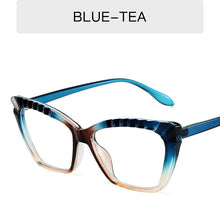 Load image into Gallery viewer, HOLTMANCE Cat&#39;s Eye Flat Lens Sunglasses for Women Female Contrast Eyeglass Frame Simple Cat Eye Anti Blue Light Glasses
