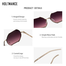 Load image into Gallery viewer, HOLTMANCE Creative Alloy Chain Temples Sunglass Women Vintage Rimless Irregular Men Sunglasses Accessories