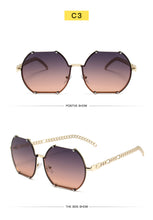 Load image into Gallery viewer, HOLTMANCE Creative Alloy Chain Temples Sunglass Women Vintage Rimless Irregular Men Sunglasses Accessories