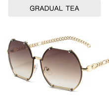Load image into Gallery viewer, HOLTMANCE Creative Alloy Chain Temples Sunglass Women Vintage Rimless Irregular Men Sunglasses Accessories