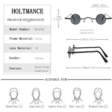 Load image into Gallery viewer, HOLTMANCE Creative Cool Small Alloy Sunglasses for Men Sunglass Women 2023 Round Frame Ourder Shade Glasses