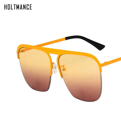 HOLTMANCE Gradient Semi-Rimless Sunglasses for Women Brand Design Simple Vintage Square Summer Beach Sun Glasses UV400