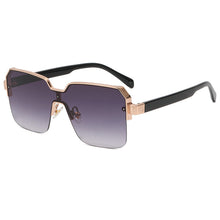 Load image into Gallery viewer, HOLTMANCE Half Frame Wide Edge One Piece Sunglasses for Women  Brand Design Female Metal Square Mirror Sun Glasses