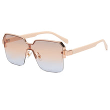 Load image into Gallery viewer, HOLTMANCE Half Frame Wide Edge One Piece Sunglasses for Women  Brand Design Female Metal Square Mirror Sun Glasses