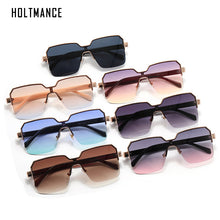 Load image into Gallery viewer, HOLTMANCE Half Frame Wide Edge One Piece Sunglasses for Women  Brand Design Female Metal Square Mirror Sun Glasses