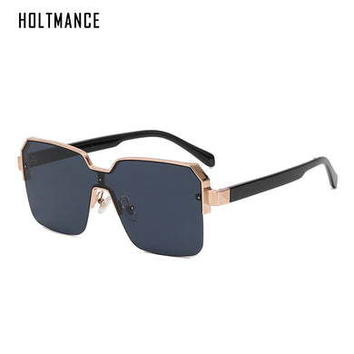 HOLTMANCE Half Frame Wide Edge One Piece Sunglasses for Women  Brand Design Female Metal Square Mirror Sun Glasses