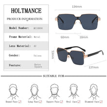Load image into Gallery viewer, HOLTMANCE Half Frame Wide Edge One Piece Sunglasses for Women  Brand Design Female Metal Square Mirror Sun Glasses