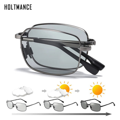 HOLTMANCE Men Fold Photochromic Sunglasses with Polarized Lens Rectangle Folding Metal Male Sun Glasses 2023 Trending Products