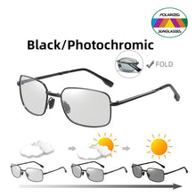 Load image into Gallery viewer, HOLTMANCE Men Fold Photochromic Sunglasses with Polarized Lens Rectangle Folding Metal Male Sun Glasses 2023 Trending Products