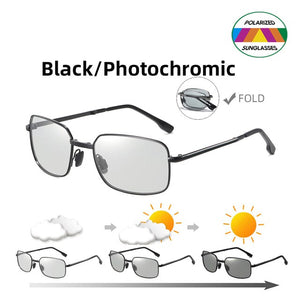 HOLTMANCE Men Fold Photochromic Sunglasses with Polarized Lens Rectangle Folding Metal Male Sun Glasses 2023 Trending Products