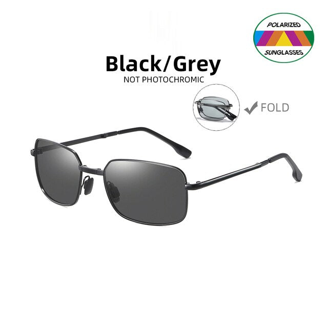 HOLTMANCE Men Fold Photochromic Sunglasses with Polarized Lens Rectangle Folding Metal Male Sun Glasses 2023 Trending Products