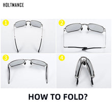 Load image into Gallery viewer, HOLTMANCE Men Fold Photochromic Sunglasses with Polarized Lens Rectangle Folding Metal Male Sun Glasses 2023 Trending Products