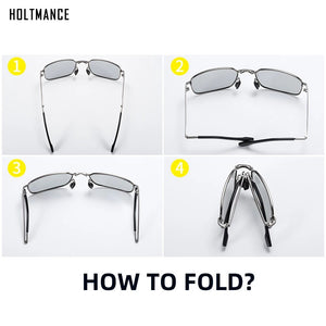 HOLTMANCE Men Fold Photochromic Sunglasses with Polarized Lens Rectangle Folding Metal Male Sun Glasses 2023 Trending Products