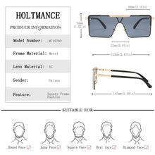 Load image into Gallery viewer, HOLTMANCE Metal Legs Square Big Frame Sunglasses Women 2023 One-piece Lens Men Eyewear Summer Vintage Sunglass UV400