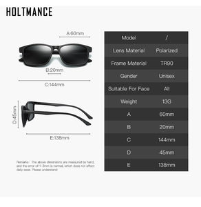 HOLTMANCE Design TR90 Polarized Sunglasses Men Women Driving Square Style Sun Glasses Male Goggle UV400 Gafas De Sol