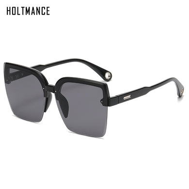HOLTMANCE Summer Women Half Frame Sunglasses AC Square Mirror Men Sunglass Vintage Brand Design UV400 Oculos De Sol