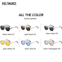 Load image into Gallery viewer, HOLTMANCE Retro Metal Punk Polygon Square Polarized Men Sunglasses Women Flip Clear Ocean Lens Sun Glasses Shades UV400