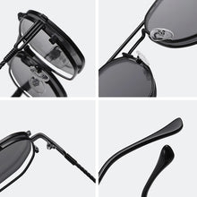 Load image into Gallery viewer, HOLTMANCE Retro Metal Punk Polygon Square Polarized Men Sunglasses Women Flip Clear Ocean Lens Sun Glasses Shades UV400