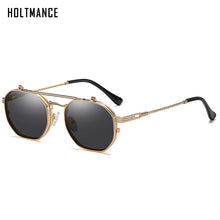 Load image into Gallery viewer, HOLTMANCE Retro Metal Punk Polygon Square Polarized Men Sunglasses Women Flip Clear Ocean Lens Sun Glasses Shades UV400