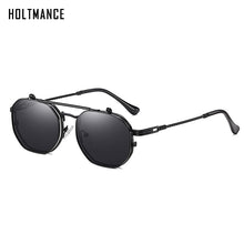 Load image into Gallery viewer, HOLTMANCE Retro Metal Punk Polygon Square Polarized Men Sunglasses Women Flip Clear Ocean Lens Sun Glasses Shades UV400