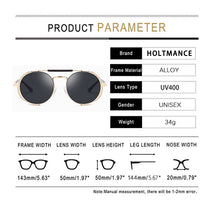 Load image into Gallery viewer, HOLTMANCE Retro Round Steampunk Sunglasses Men Women Side Shield Goggles Metal Frame Gothic Mirror Lens Sun Glasses