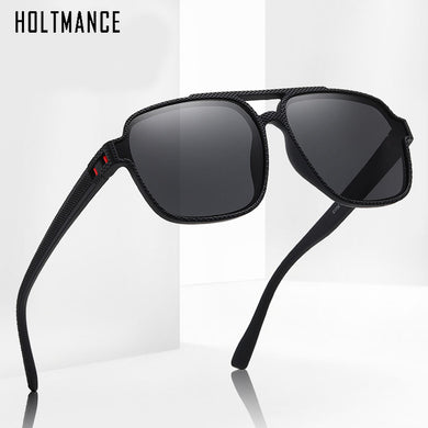 HOLTMANCE Vintage Polarized Sunglasses Classic Men's Double Beam Spring Leg Square Sunglasses Outdoor Driving Sun Mirror
