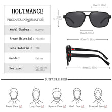 Load image into Gallery viewer, HOLTMANCE Vintage Polarized Sunglasses Classic Men's Double Beam Spring Leg Square Sunglasses Outdoor Driving Sun Mirror