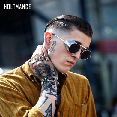 HOLTMANCE Vintage Steampunk Sunglasses Men Brand Design Round Glasses Steam Punk Metal Sunglasses For Women UV400 Gafas de Sol