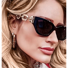 Load image into Gallery viewer, HOLTMANCE Vintage Sunglasses Women Square Chain Ladies Sun Glasses Cat Eye UV400 Gold Black 2023 Female Accessories