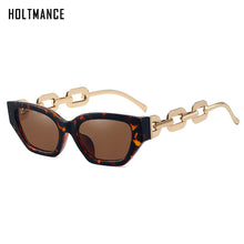 Load image into Gallery viewer, HOLTMANCE Vintage Sunglasses Women Square Chain Ladies Sun Glasses Cat Eye UV400 Gold Black 2023 Female Accessories