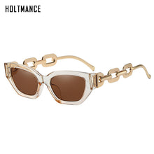 Load image into Gallery viewer, HOLTMANCE Vintage Sunglasses Women Square Chain Ladies Sun Glasses Cat Eye UV400 Gold Black 2023 Female Accessories